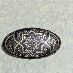 Damascene Brooch Real Gold Inlay Geometric Byzantine Star Scrolling Design